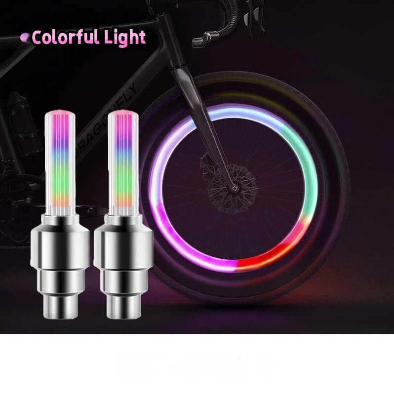 2-Pack Colorful LED Bike Tire Valve Lights – Warning & Decorative Lights for Mountain, Kids & Road Bikes - Image 1
