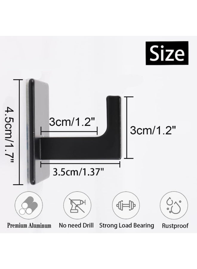 fantasize خطاف منشفة الحمام، 6 قطع خطافات مربعة ذاتية اللصق، خطاف رداء قوي بدون حفر، شماعة ملابس من الألمنيوم الثقيل، خطافات حائط للحمام وغرفة النوم والمطبخ (2 بوصة، أسود) - Image 5