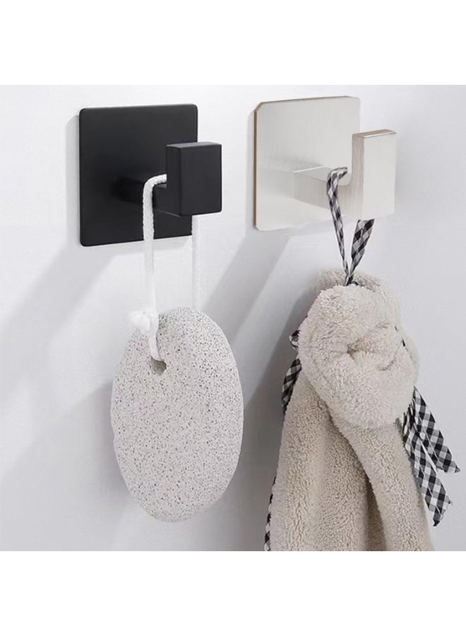 fantasize خطاف منشفة الحمام، 6 قطع خطافات مربعة ذاتية اللصق، خطاف رداء قوي بدون حفر، شماعة ملابس من الألمنيوم الثقيل، خطافات حائط للحمام وغرفة النوم والمطبخ (2 بوصة، أسود) - Image 3