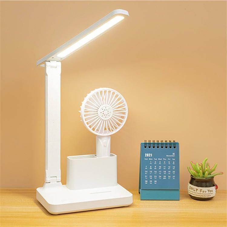 Lavnik LED Desk Lamp with Pen Phone Holder USB Rechargeable Reading Light with 3 Color Modes for Home Office Dorm White Stepless Dimming Desk Lamp Eye Caring Small Study Lamp for Dorm Bedroom - Image 2