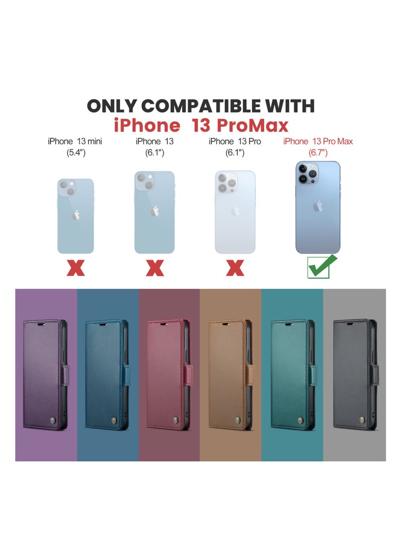 CaseMe Flip Wallet Case For Apple iPhone 14 Pro Max, [RFID Blocking] PU Leather Wallet Flip Folio Case with Card Holder Kickstand Shockproof Phone Cover (Brown) - Image 3