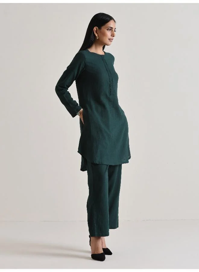 trueBrowns Dark Green Front Placket Co-Ord Set