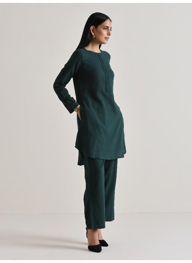 trueBrowns Dark Green Front Placket Co-Ord Set - Image 2