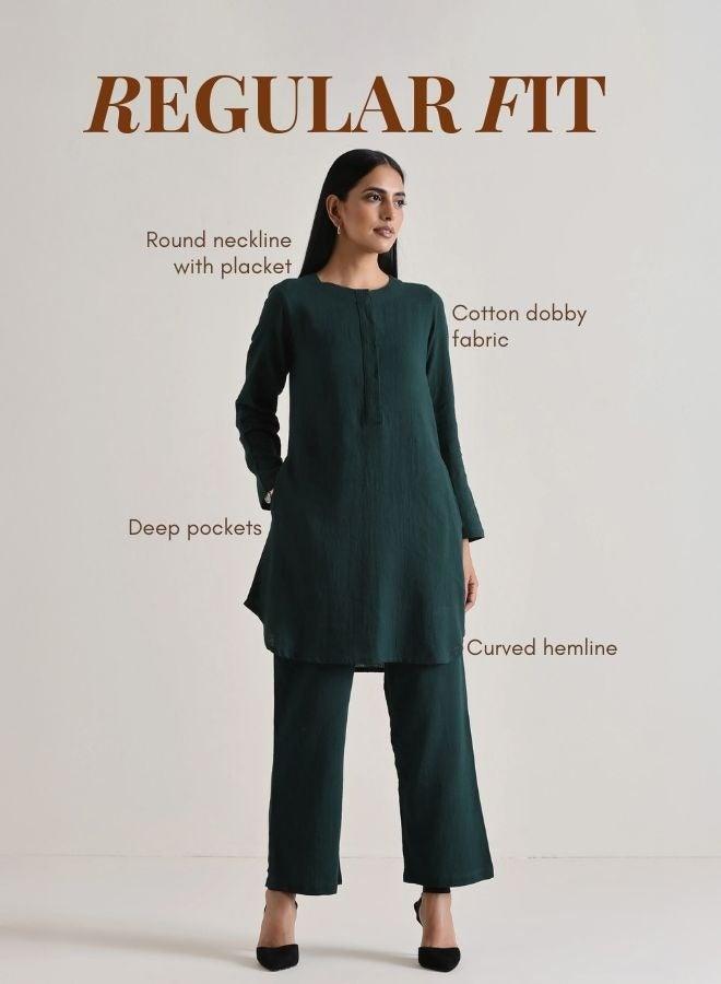 trueBrowns Dark Green Front Placket Co-Ord Set - Image 4