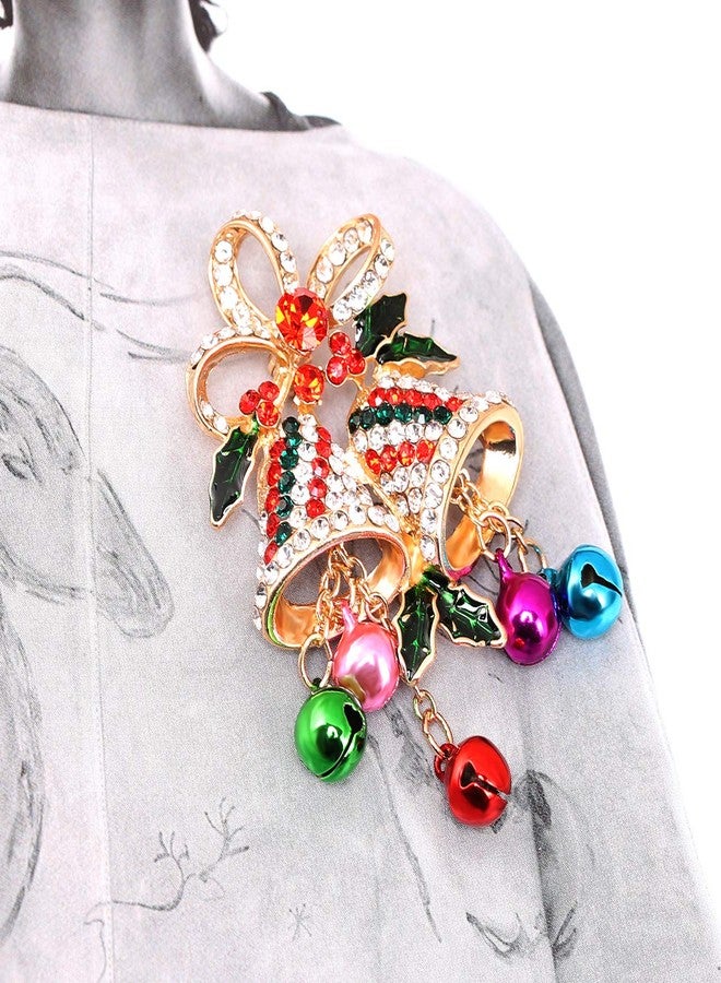 Daxi Christmas Sparkle Jingle Bell Brooch Pin Set Rhinestones Xmas Pins Set Christmas Decoration for Women (Sparkle Jingle Bell) - Image 2