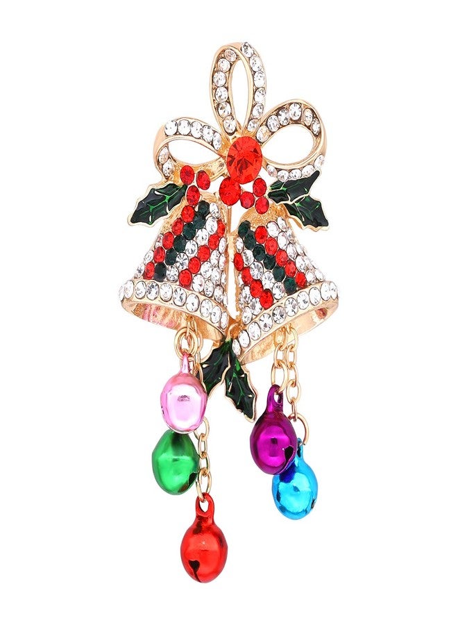Daxi Christmas Sparkle Jingle Bell Brooch Pin Set Rhinestones Xmas Pins Set Christmas Decoration for Women (Sparkle Jingle Bell) - Image 1