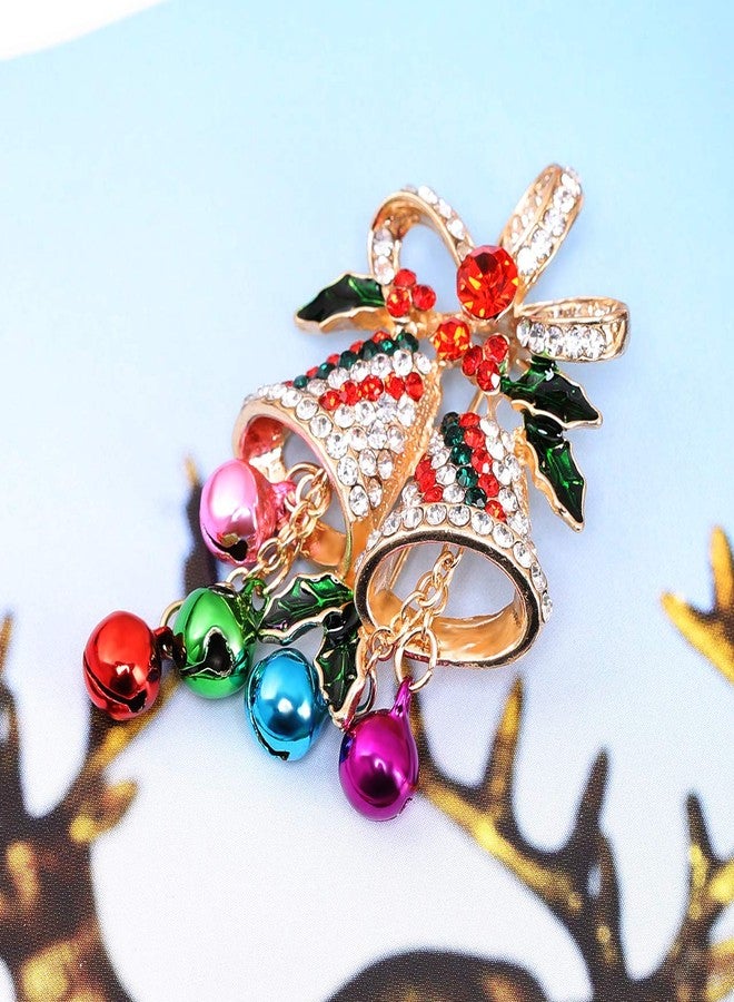 Daxi Christmas Sparkle Jingle Bell Brooch Pin Set Rhinestones Xmas Pins Set Christmas Decoration for Women (Sparkle Jingle Bell) - Image 5