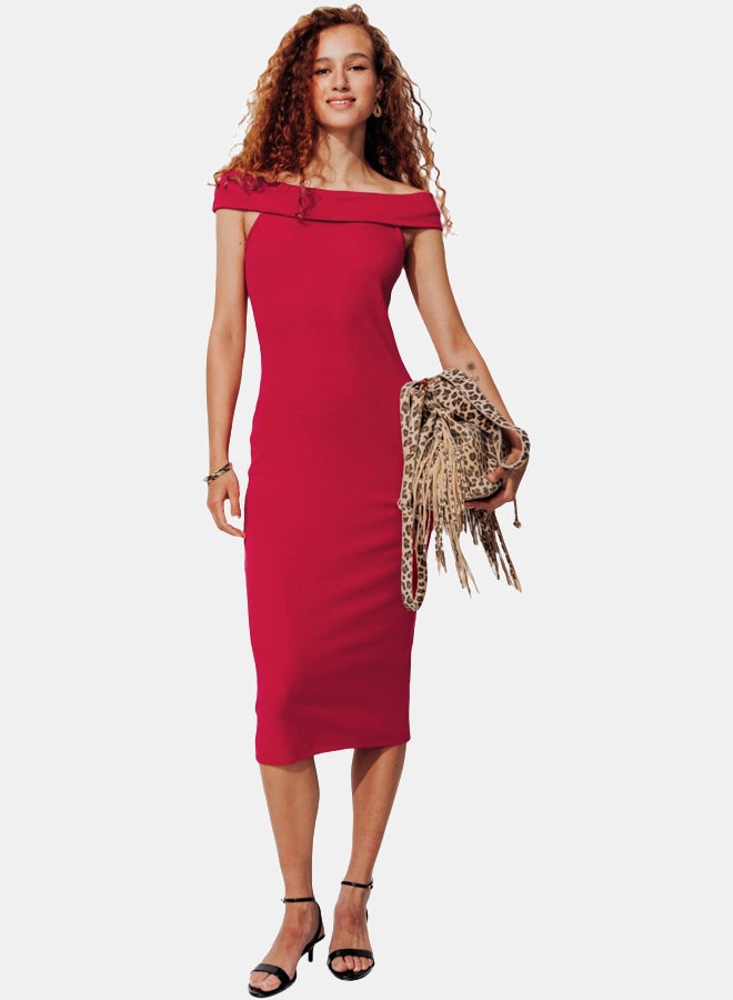 promod Off-The-Shoulder Midi Bodycon Dress - Image 1