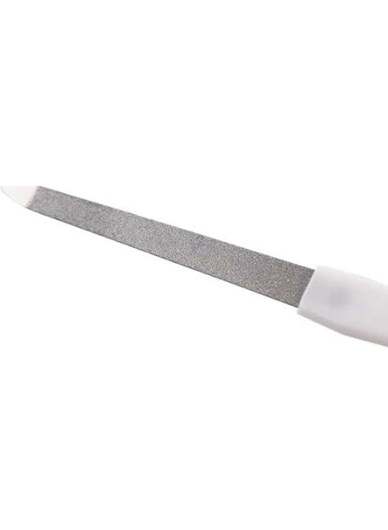 Hermania Professional Double Sided Stainless Steel Nail File with White Plastic Handle ( 15cm, 1) - Image 2