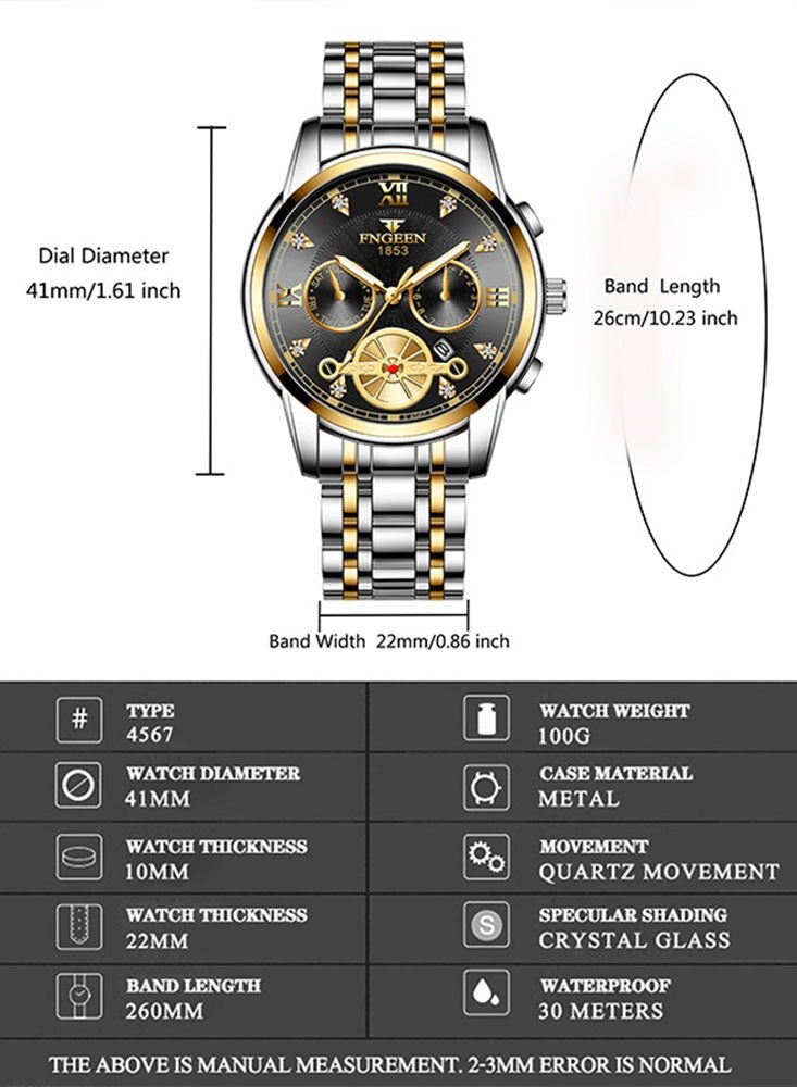 فنجين ساعات رجالية ساعة رجالية من الفولاذ المقاوم للصدأ - Image 3