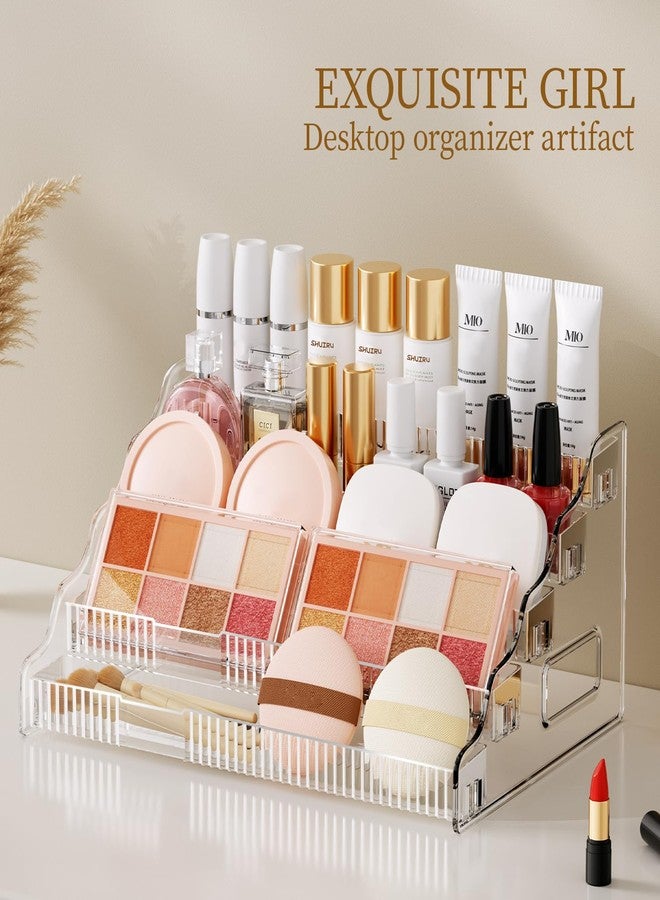 Small Cosmetic Organizer for Vanity & Bathroom Countertop - Aesthetic Mini Makeup Storage Box with Handle, Portable Skincare Display Case for Dresser - Image 2