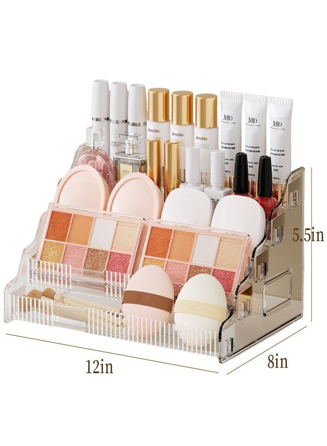 Small Cosmetic Organizer for Vanity & Bathroom Countertop - Aesthetic Mini Makeup Storage Box with Handle, Portable Skincare Display Case for Dresser - Image 3