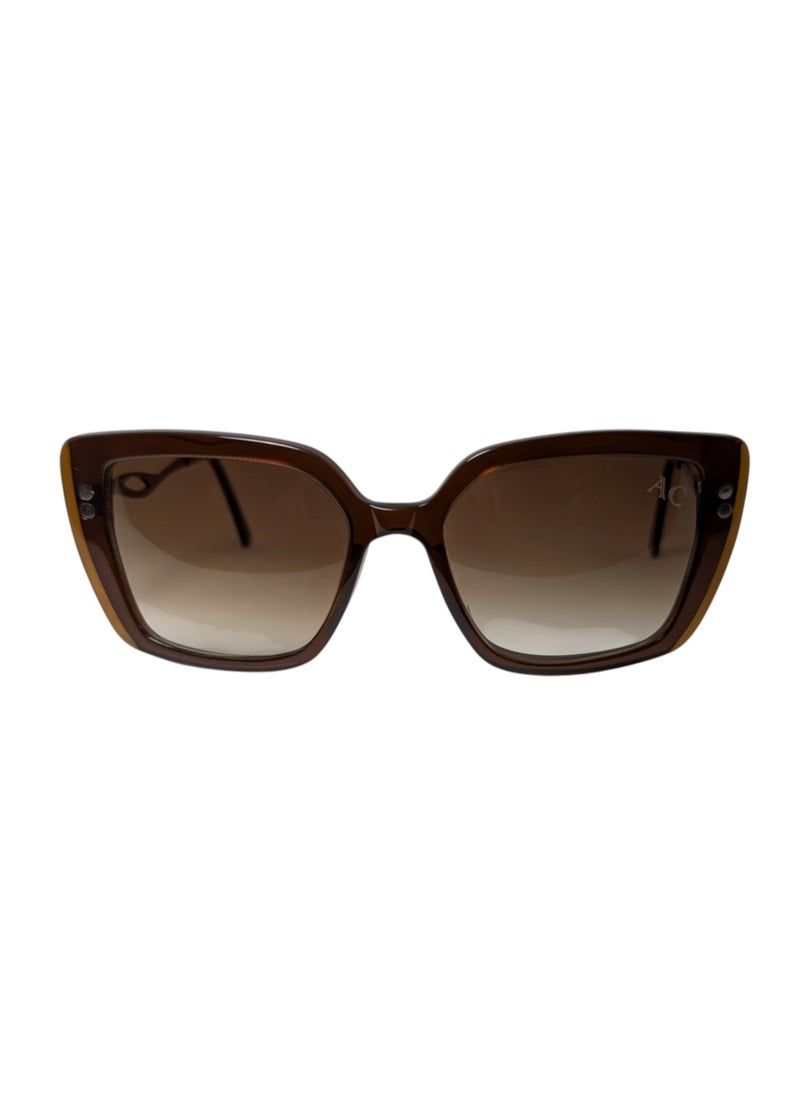 Armando Cavelli - Authentic Armando Cavelli sunglasses, crafted from carefully selected premium acetate for a luxurious look and longevity with extensive use. This model combines modernity and classic style, with a raw brown acetate front and brown -plated metal temples to complete your luxury look. Comes with premium polymer lenses offer UV400 protection in a gradient brown. - Image 1