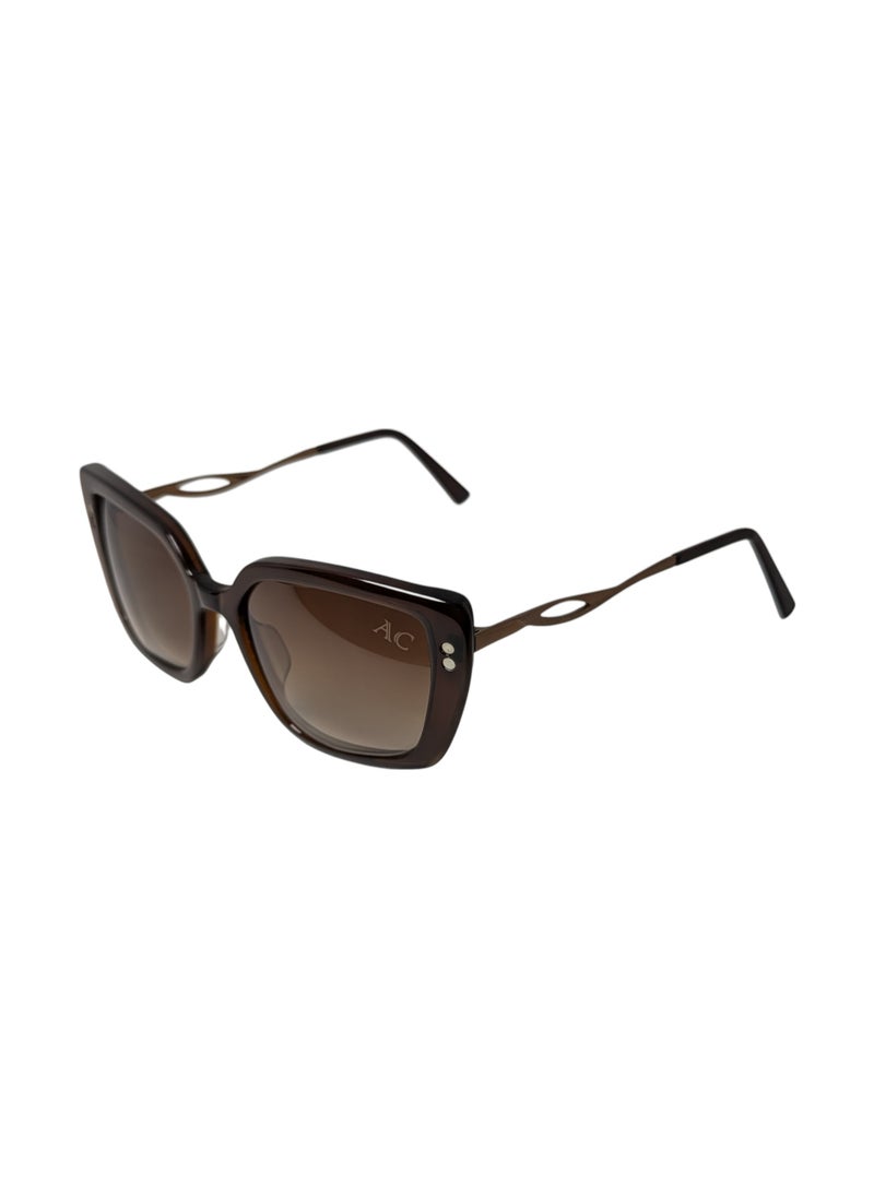 Armando Cavelli - Authentic Armando Cavelli sunglasses, crafted from carefully selected premium acetate for a luxurious look and longevity with extensive use. This model combines modernity and classic style, with a raw brown acetate front and brown -plated metal temples to complete your luxury look. Comes with premium polymer lenses offer UV400 protection in a gradient brown. - Image 1