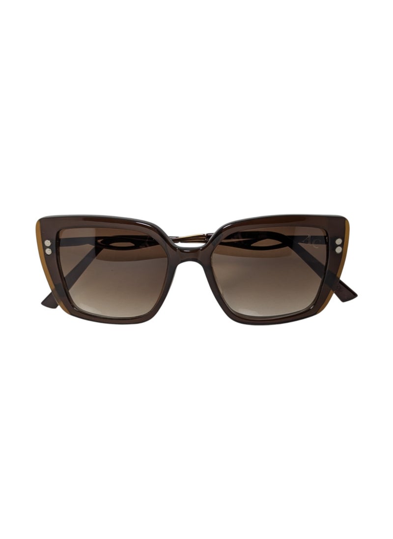 Armando Cavelli - Authentic Armando Cavelli sunglasses, crafted from carefully selected premium acetate for a luxurious look and longevity with extensive use. This model combines modernity and classic style, with a raw brown acetate front and brown -plated metal temples to complete your luxury look. Comes with premium polymer lenses offer UV400 protection in a gradient brown. - Image 1