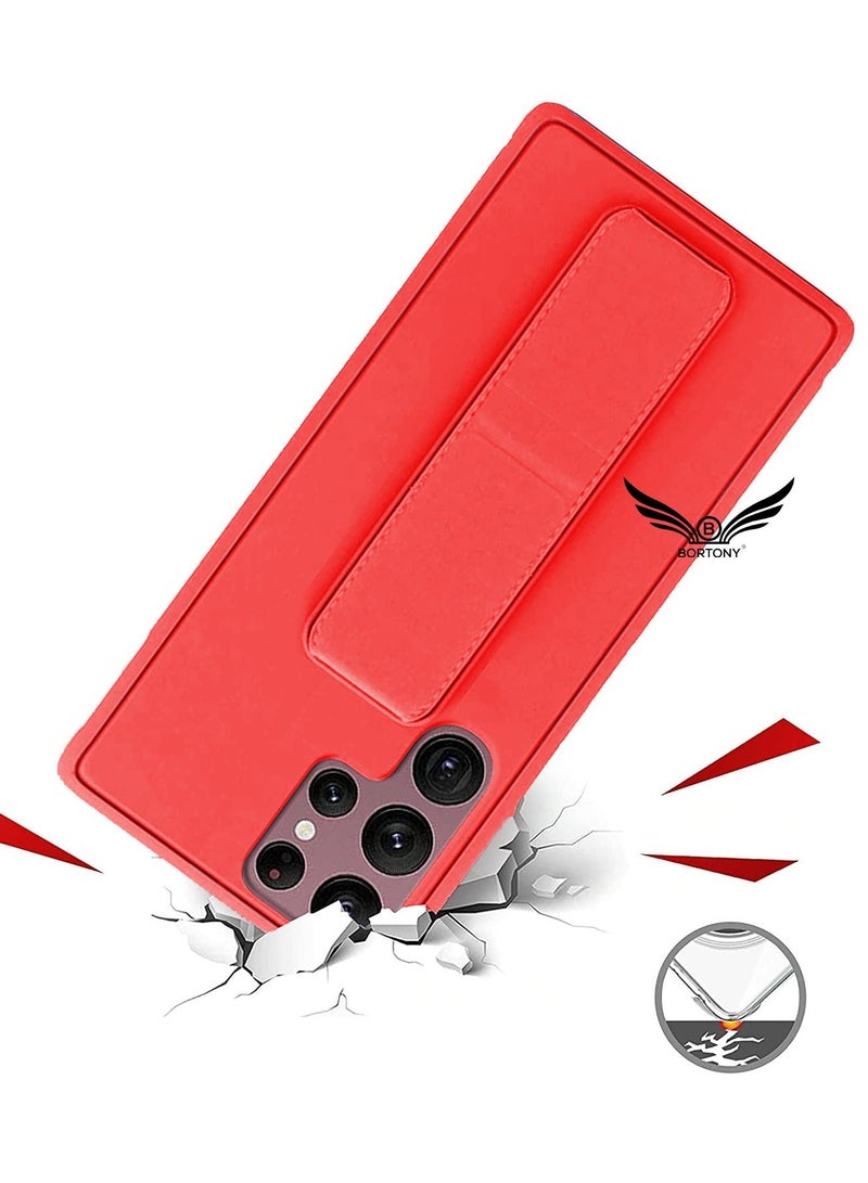 BORTONY Samsung Galaxy S22 Ultra Case Magnetic Stand Holder Premium Silicone Hand Strap Car Mount Kickstand and Finger Grip Cover - Image 1