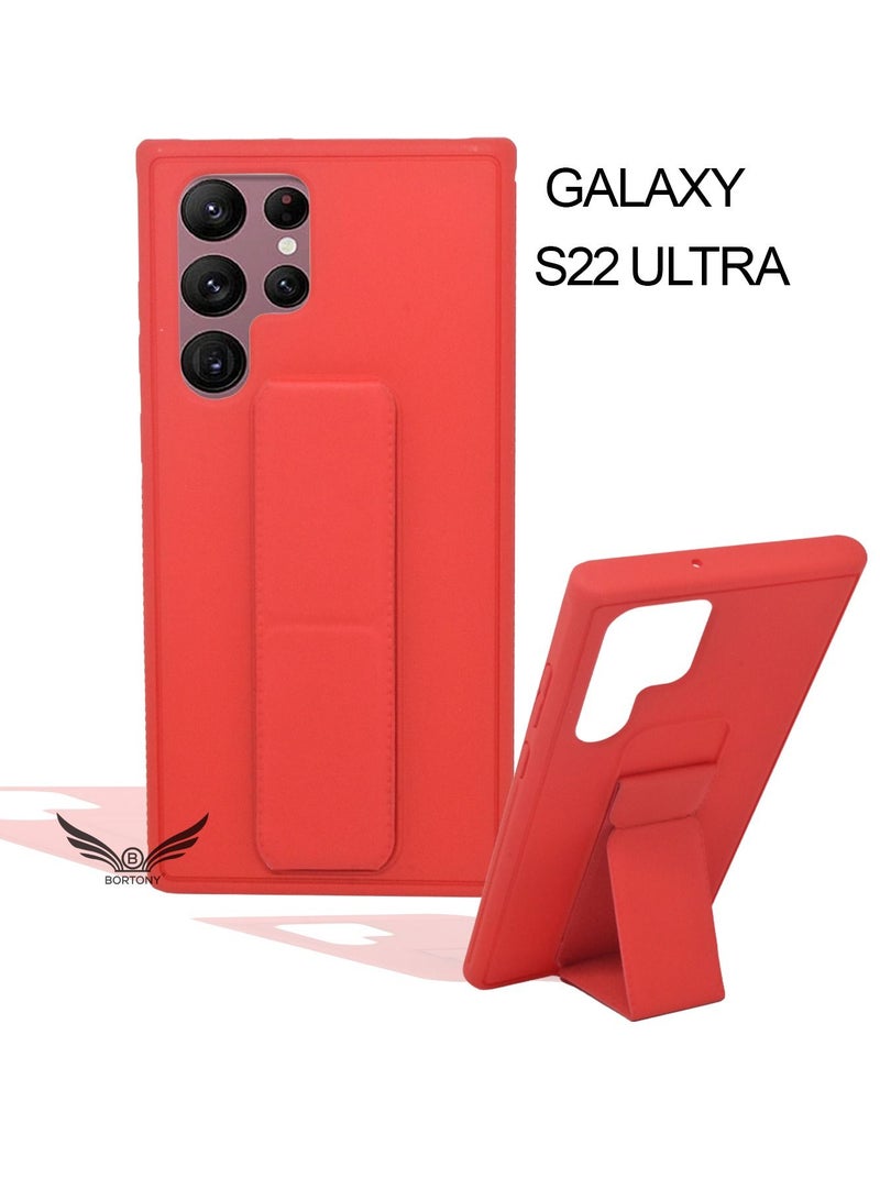 BORTONY Samsung Galaxy S22 Ultra Case Magnetic Stand Holder Premium Silicone Hand Strap Car Mount Kickstand and Finger Grip Cover - Image 2