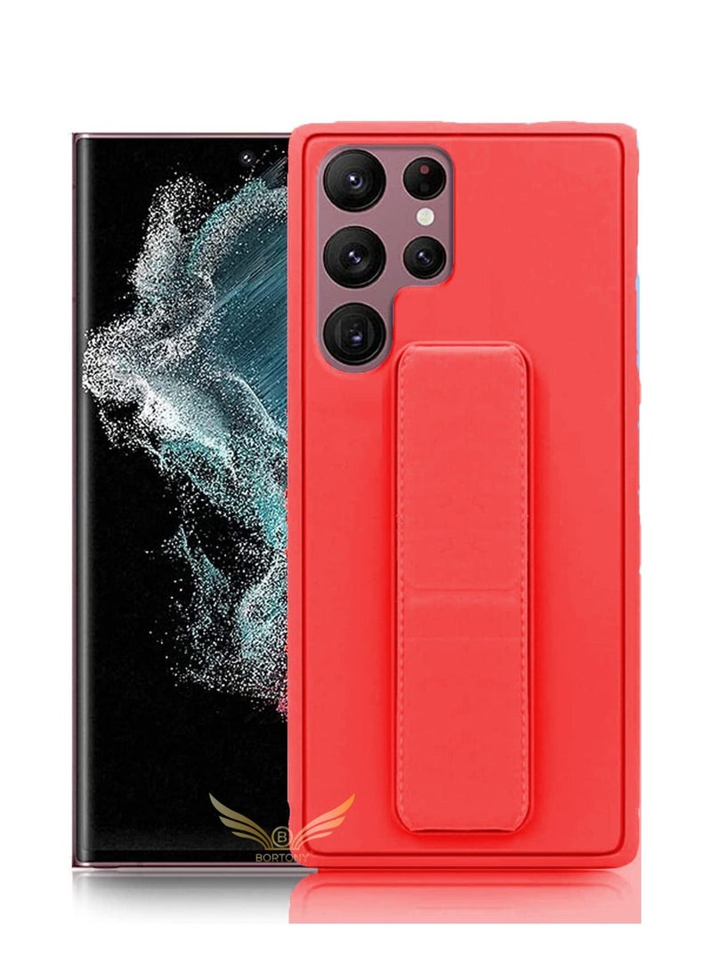 BORTONY Samsung Galaxy S22 Ultra Case Magnetic Stand Holder Premium Silicone Hand Strap Car Mount Kickstand and Finger Grip Cover - Image 3