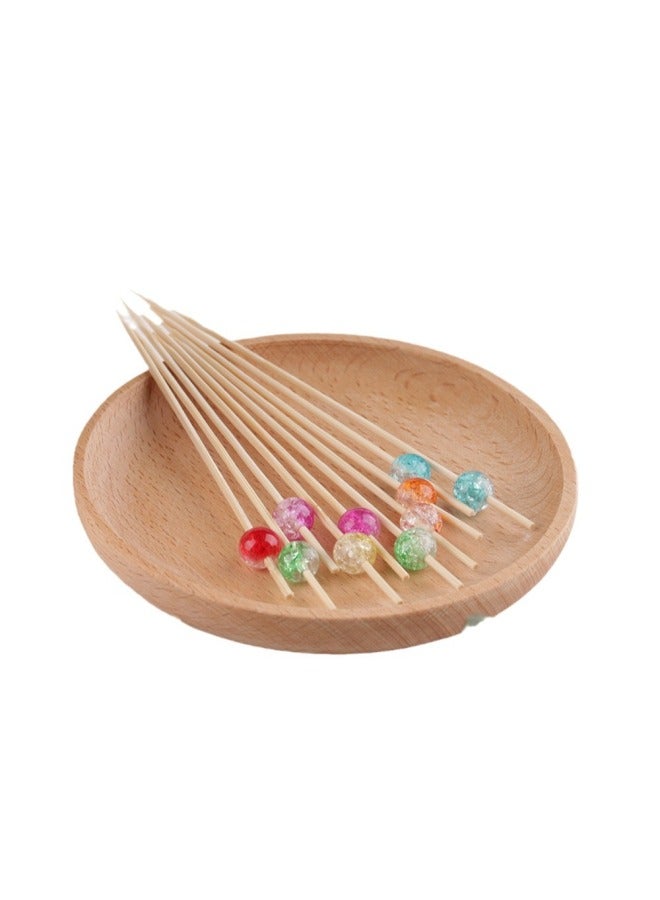 Disposable Two-color Cracked Fruit Salad Picks, Cute Fruit Forks, KTV Bar Fruit Plate Picks, Disposable Bamboo Picks-Color:Colorful Two-color Cracks-Specifications:12cm  - Image 5