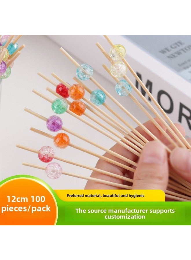 Disposable Two-color Cracked Fruit Salad Picks, Cute Fruit Forks, KTV Bar Fruit Plate Picks, Disposable Bamboo Picks-Color:Colorful Two-color Cracks-Specifications:12cm  - Image 3