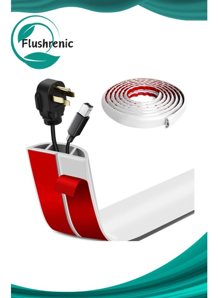 Flushrenic Floor Cord Cover, Self-adhesive Cord Hider Floor Cable Management Power Cord Protector Electric Cord Covers for Home, Offices, Schools, Cable Cavity (2M)