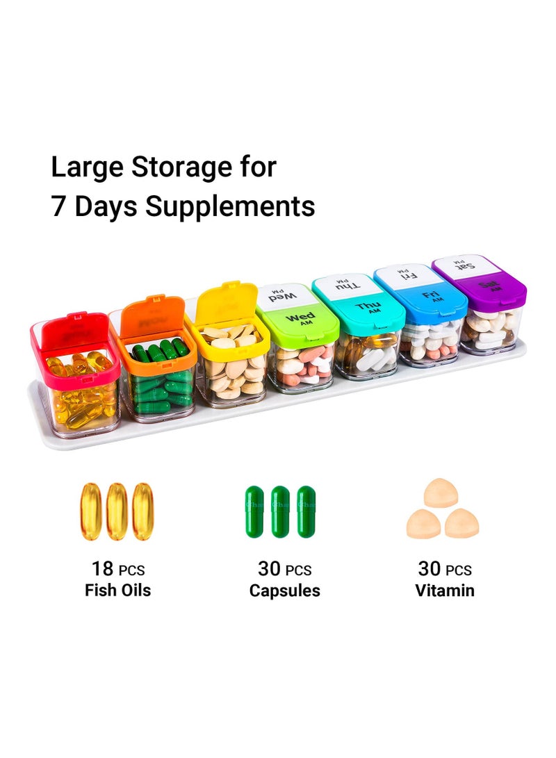 Zikra Pill Organizer 2 Times A Day, Smart Weekly Extra Large Pill Box 7 Day Am Pm with Free Smartphone Reminder App - Image 3