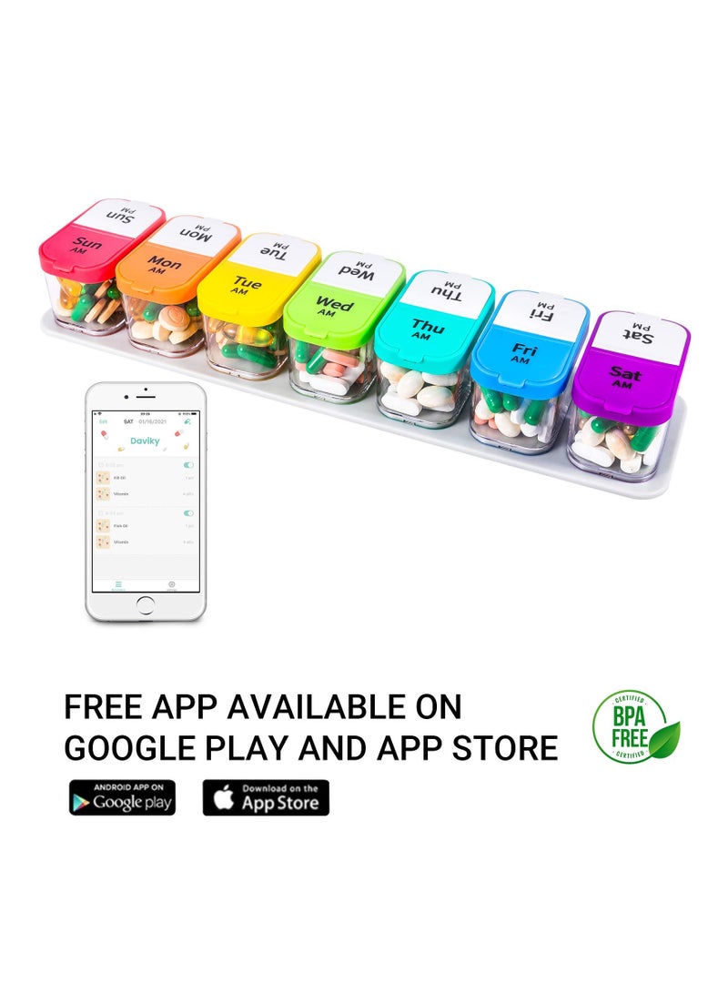 Zikra Pill Organizer 2 Times A Day, Smart Weekly Extra Large Pill Box 7 Day Am Pm with Free Smartphone Reminder App - Image 5