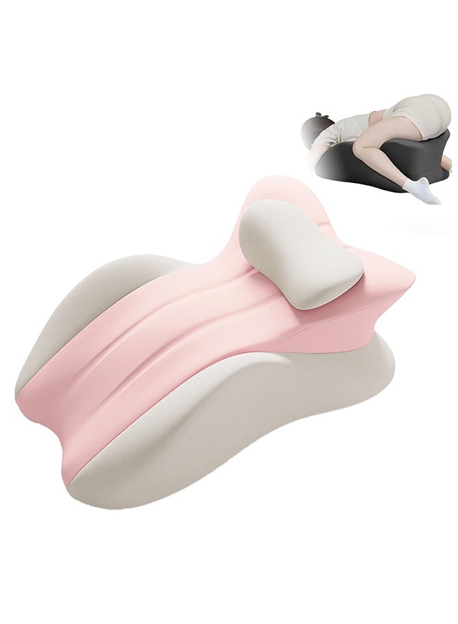 WALALLA Orthopedic Memory Foam Leg Elevation Pillow - Scientifically Curved for Circulation & Pain Relief | Multi-Use Wedge Cushion (Post-Surgery/Reading/Pregnancy) 58x38x23cm （Pink） - Image 2