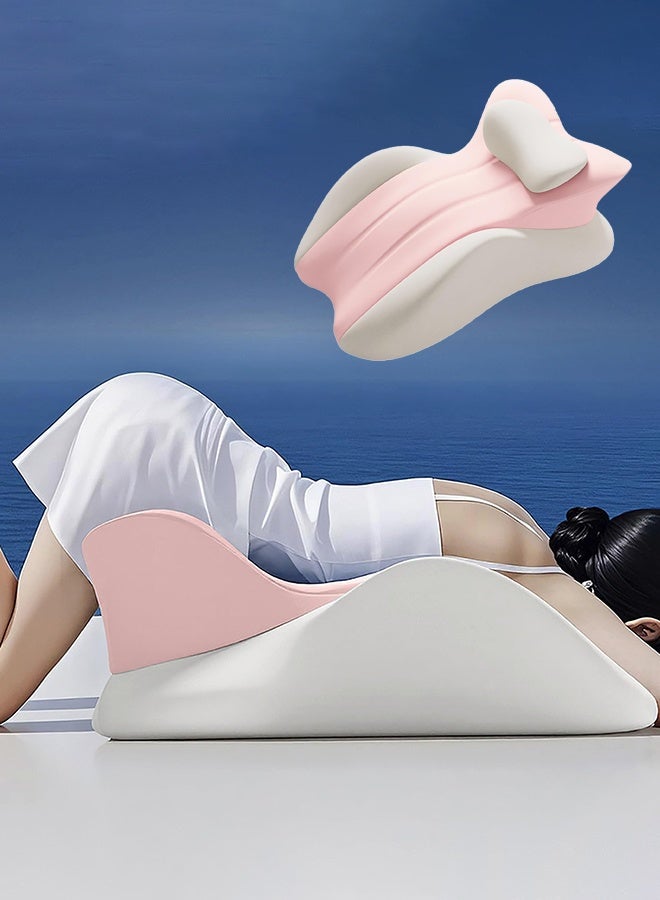 WALALLA Orthopedic Memory Foam Leg Elevation Pillow - Scientifically Curved for Circulation & Pain Relief | Multi-Use Wedge Cushion (Post-Surgery/Reading/Pregnancy) 58x38x23cm （Pink） - Image 1