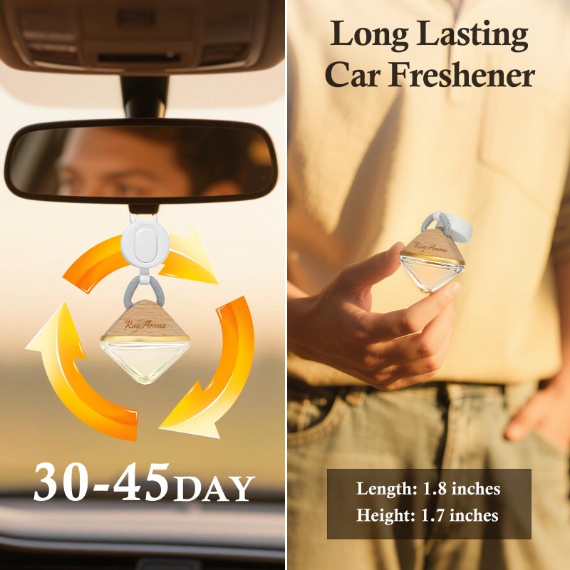 Royaroma Hanging Car Air Freshener Diffuser  Luxury Car Perfume For Men & Women  Long Lasting Cars Fresheners With Natural Essential Oils | Cool Ice | Adjustable Rope - Image 3