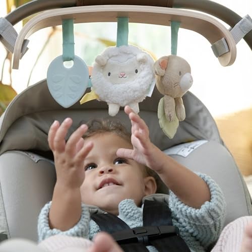 Ingenuity Soothing Essentials Wood Carrier Toy Bar, Montesorri-Inspired, 3 Removable Toys, for Ages 0-12 Months - Image 2