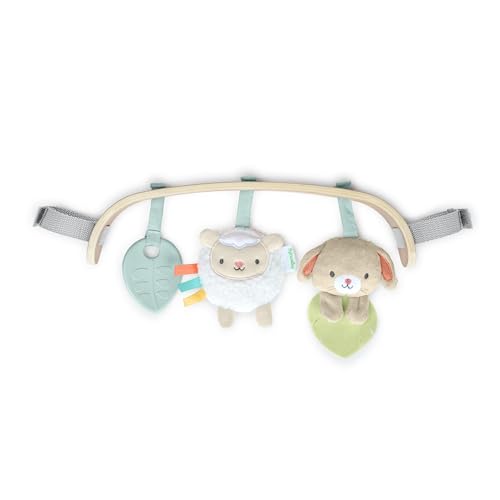 Ingenuity Soothing Essentials Wood Carrier Toy Bar, Montesorri-Inspired, 3 Removable Toys, for Ages 0-12 Months - Image 1