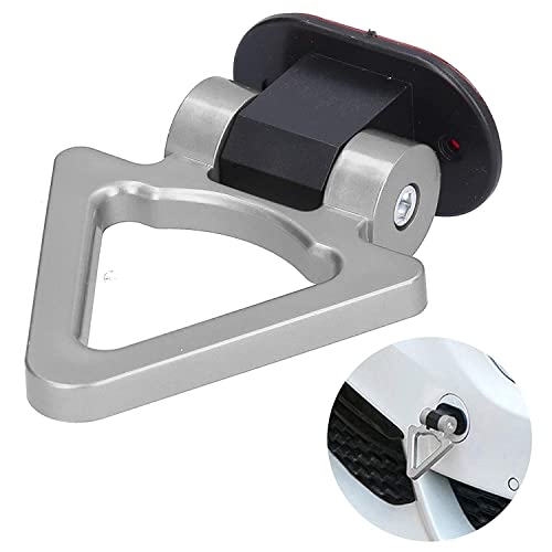 AUTO MT Silver Triangle Car Tow Hook Universal Decorative Racing Style Trailer Sticker Rear Strap Towing Belt Car Bumper (ONLY Decoration) (Silver Triangle Dummy Hook.) - Image 2