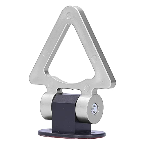 AUTO MT Silver Triangle Car Tow Hook Universal Decorative Racing Style Trailer Sticker Rear Strap Towing Belt Car Bumper (ONLY Decoration) (Silver Triangle Dummy Hook.) - Image 1