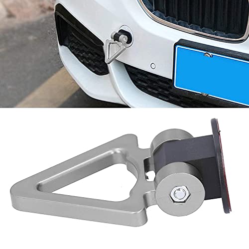 AUTO MT Silver Triangle Car Tow Hook Universal Decorative Racing Style Trailer Sticker Rear Strap Towing Belt Car Bumper (ONLY Decoration) (Silver Triangle Dummy Hook.) - Image 5