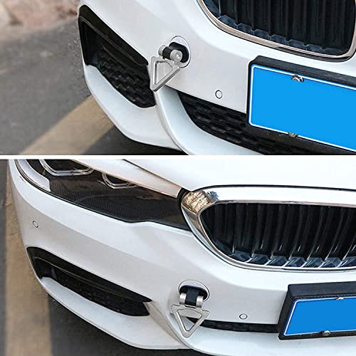 AUTO MT Silver Triangle Car Tow Hook Universal Decorative Racing Style Trailer Sticker Rear Strap Towing Belt Car Bumper (ONLY Decoration) (Silver Triangle Dummy Hook.) - Image 3