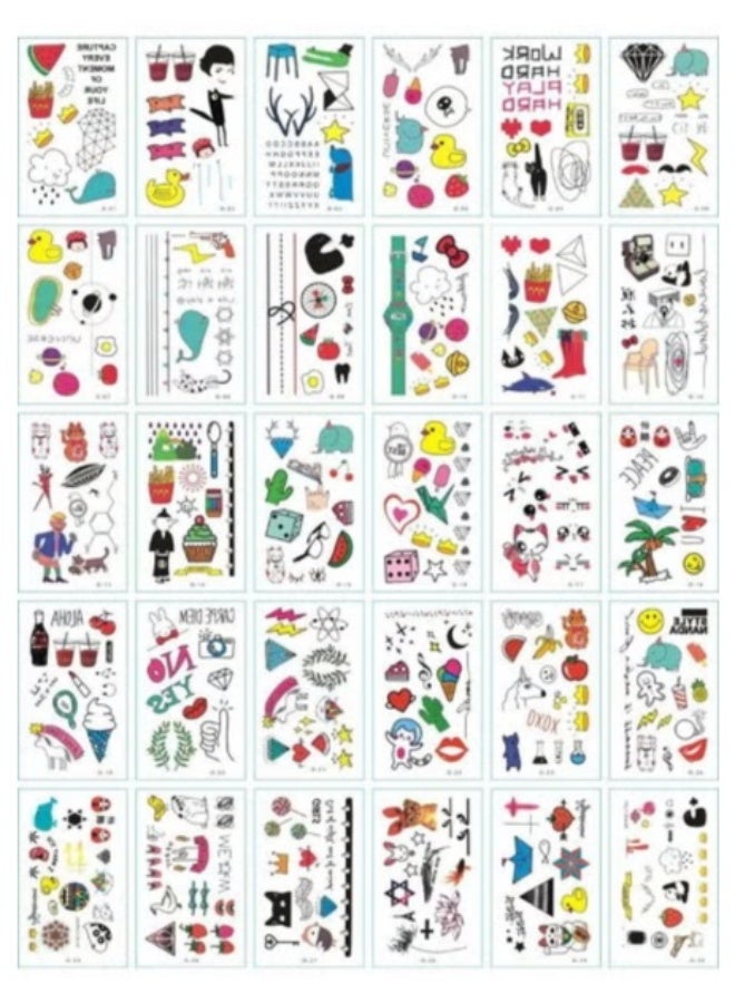 30 Sheets DIY Kids Temporary Tattoo Fashion Designs for Body - Image 1