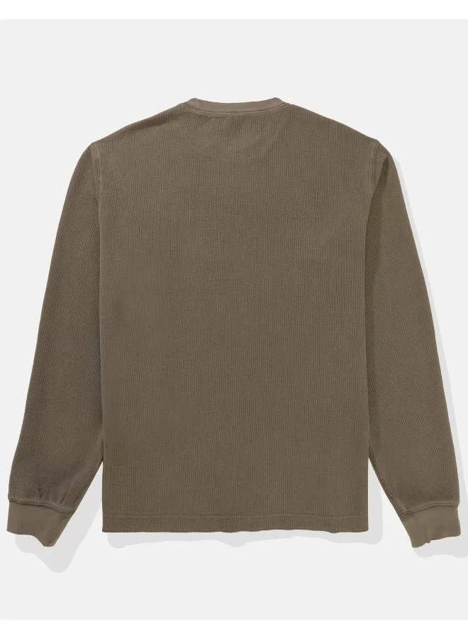 امريكان ايجل AE Long-Sleeve Washed Crew Neck Thermal Pullover