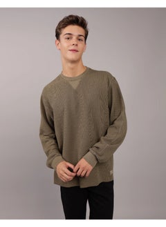 American Eagle AE Long-Sleeve Washed Crew Neck Thermal Pullover  - Image 1