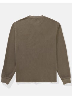 American Eagle AE Long-Sleeve Washed Crew Neck Thermal Pullover  - Image 4