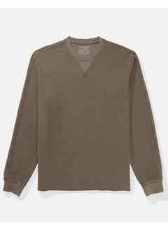 American Eagle AE Long-Sleeve Washed Crew Neck Thermal Pullover  - Image 3