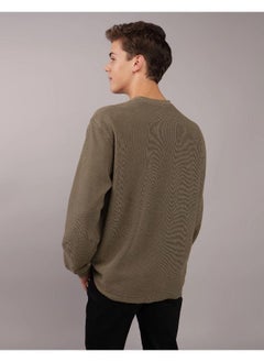 American Eagle AE Long-Sleeve Washed Crew Neck Thermal Pullover  - Image 2
