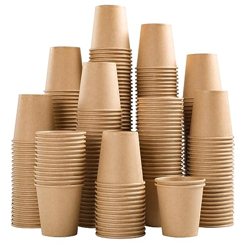SIUQ 400 Pack 3 oz Kraft Paper Cups, Disposable Bathroom Cups, Mini Mouthwash Cups, Hot/Cold Beverage Drinking Cup for Gargle Espresso Juice Medicine (Brown) - Image 1