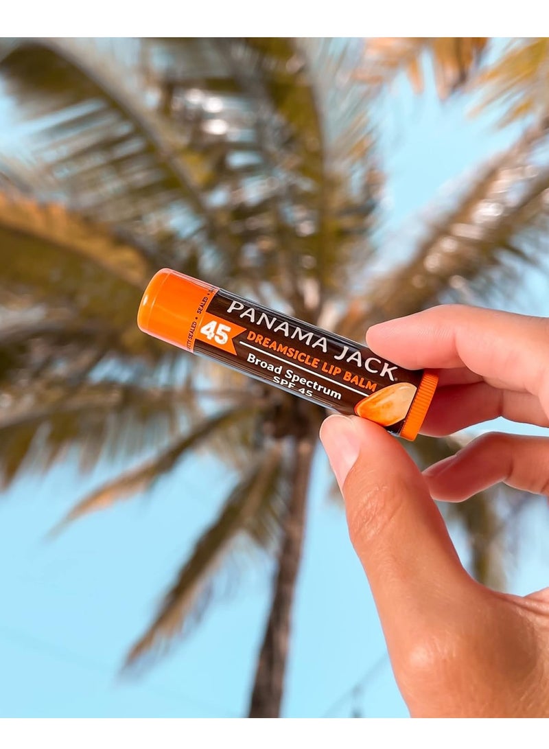 Panama Jack Sunscreen Lip Balm - SPF 45, Flavor Pack, Broad Spectrum UVA-UVB Sunscreen Protection, Prevents & Soothes Dry, Chapped Lips (Dreamsicle/Vanilla/Tropical/Mango) - Image 3