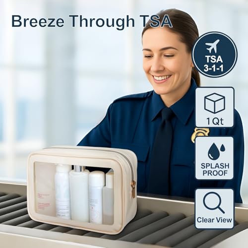 PACKISM TSA Approved Toiletry Bag - 3 Pack Upgrade Color-Edged Clear Makeup Bag, Clear Toiletry Bag For Traveling Fits Various Storage Needs, Turquoise - Image 2