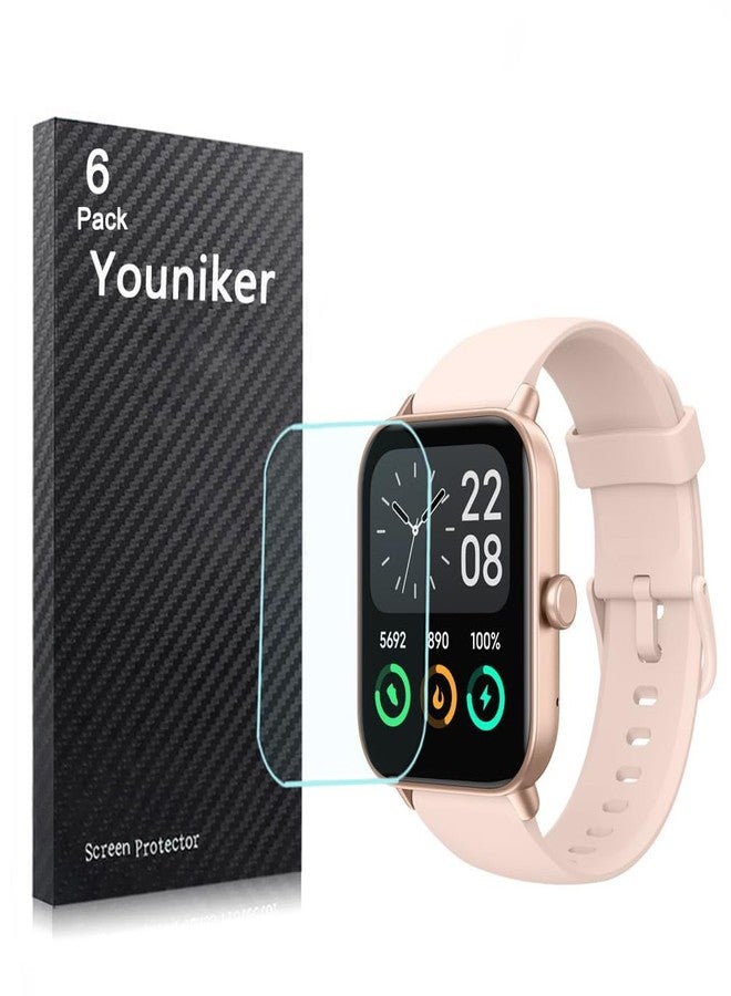 Youniker 6 Pack Compatible with Tensky IDW19 1.8” Smart Watch Screen Protector Film for Hoowel IDW19 1.8 Inch Smartwatch Screen Protectors Foils Screen Cover Crystal Clear HD Anti-Scratch - Image 1