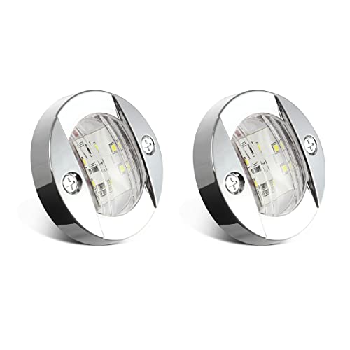 Partsam 3" Waterproof Boat Marine White LED Lights, Courtesy Light, Transom Stern Cabin Lighting for Pontoon Kayak Sailboat, Surface Mount 12V (Pack of 2) - Image 1
