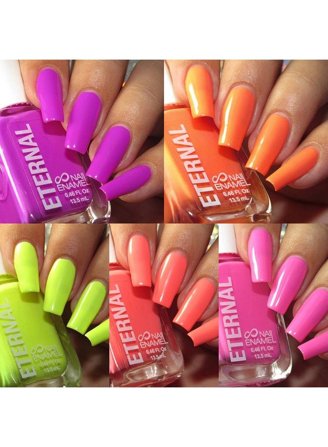 ETERNAL Neon Nail Polish Set For Women (Girls Just Wanna Have Neons) 13.5Ml 5 Pc Nail Polish Set For Girls Lasting & Quick Dry Fingernail Polish Kit For Home Diy Manicure & Pedicure Made In Usa - Image 5