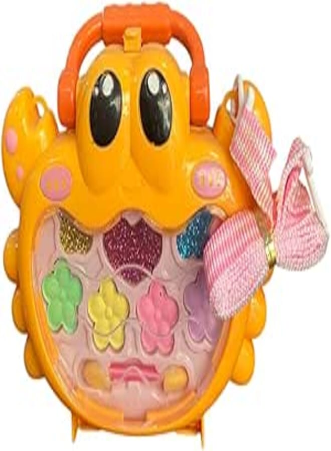 Kids makeup toys set for girls, washable pretend makeup set,Baby crab makeup handbag, real safe and non-toxic makeup toys for 3 years old (yellow) 