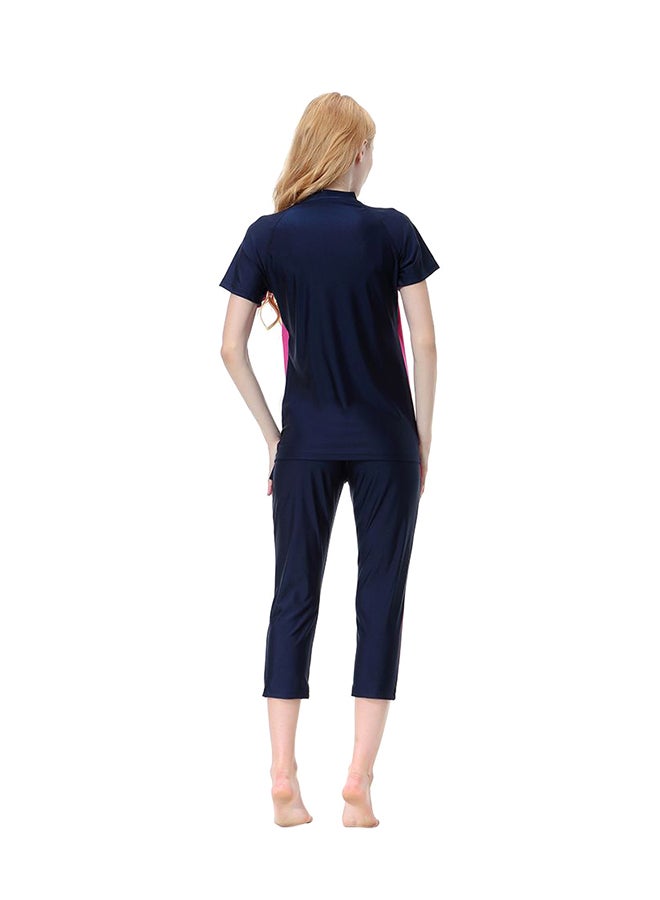 Burkinis Islamic Swimwear Navy Pink Chain Closure Modest Beachwear Suitable for Women Daily Use - Image 2
